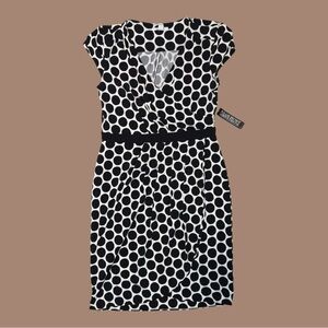 New York & Company Black and White Dot Midi Dress